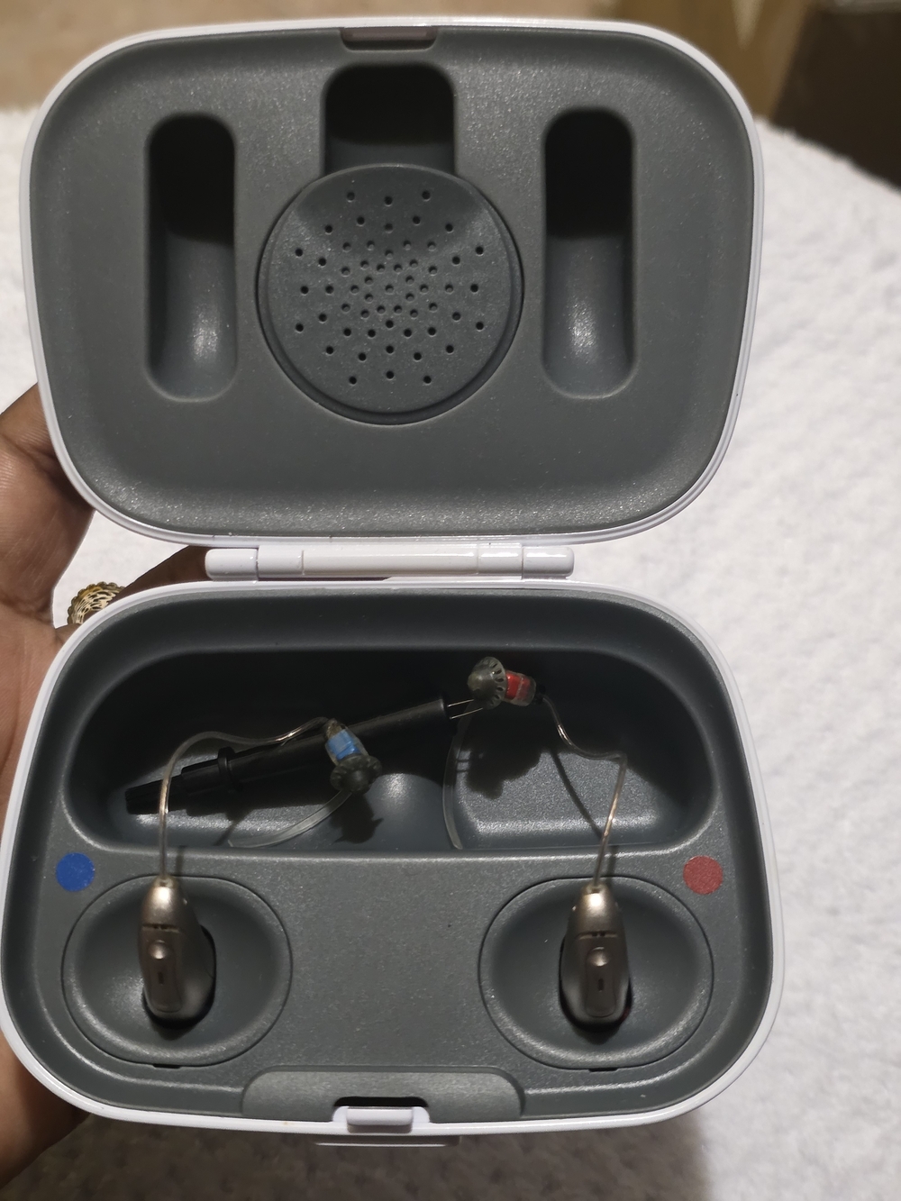 Phonak Rechargeable Behind-the-Ear Hearing Aids with Gray Charging Case